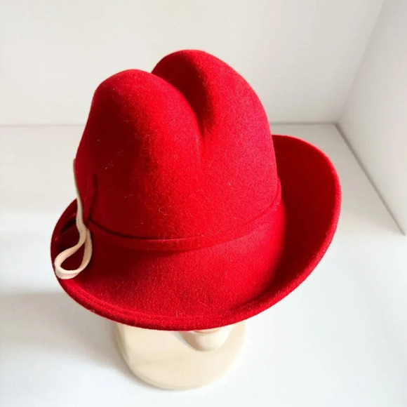 Vintage Lancaster Wool Felt Ladies Red Fedora L